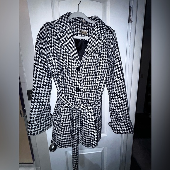 Vintage Odyn Houndstooth Women’s Jacket Size Medium Black White wool blend - Picture 1 of 8